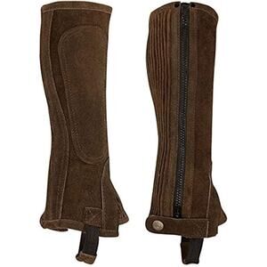 Perri's equestrian horseback riding zipper half chaps brown leather XXL NEW $50